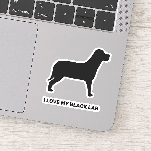 Sticker J'Aime Mon Black Lab Chien Silhouette (Détail)