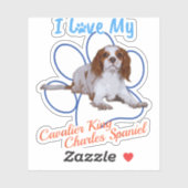 Sticker J'Aime Mon Cavalier King Charles Amoureux des chie (Feuille)