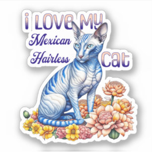 Sticker J'aime mon chat mexicain sans cheveux