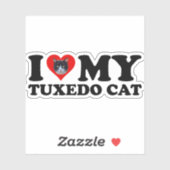 Sticker J'Aime Mon Chat Tuxedo (Feuille)