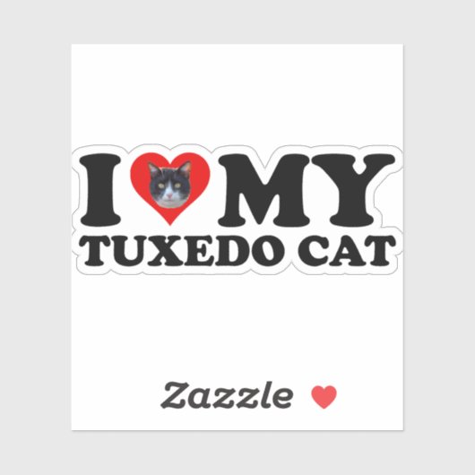 Sticker J'Aime Mon Chat Tuxedo (Feuille)