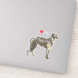 Sticker J'aime mon chevalet de vinyle écossais Deerhound