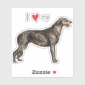 Sticker J'aime mon chevalet de vinyle Wolfhound irlandais (Feuille)