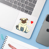 Sticker J'Aime Mon Chien (Ordinateur portable avec iPhone)