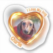 Sticker J'Aime Mon Chien Animateur Coeur Qui Brille (Devant)