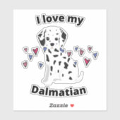 Sticker J'aime mon chien dalmate (Feuille)