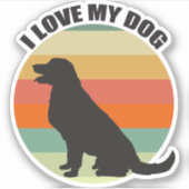 Sticker J'Aime Mon Chien Mignonne Golden Retriever Sunset (Devant)