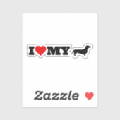 Sticker J'Aime Mon Dachshund (Feuille)