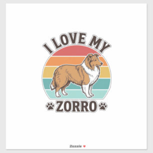 Sticker J'aime mon design vintage Zorro amateur de chien_1