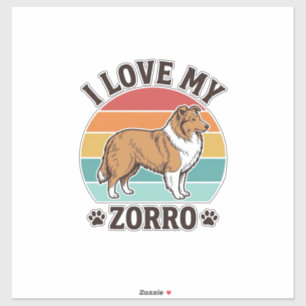 Sticker J'aime mon design vintage Zorro amateur de chien_1
