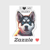 Sticker J'Aime Mon Husky (Feuille)