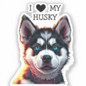 Sticker J'Aime Mon Husky (Recto)