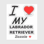 Sticker J'aime mon Labrador Retriever (Feuille)