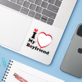 Sticker J'aime mon petit ami (Ordinateur portable avec iPhone)
