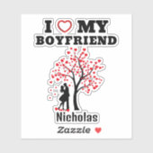 Sticker J'aime mon petit ami (Feuille)