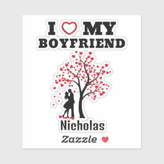 Sticker J'aime mon petit ami (Feuille)