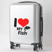 Sticker J'aime mon poisson (Sur valise)