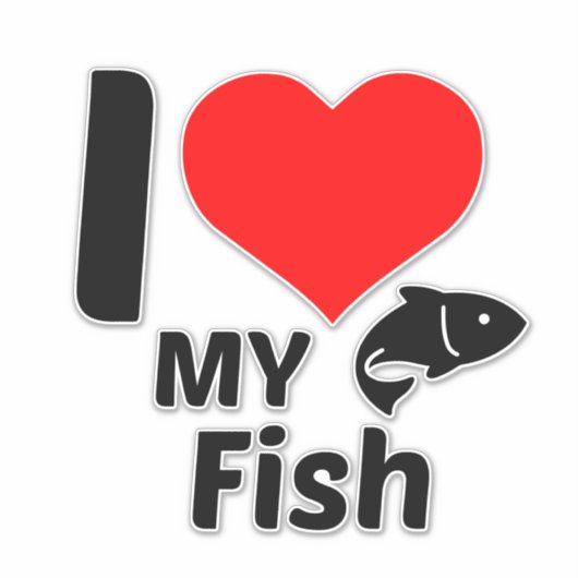 Sticker J'aime mon poisson (Devant)