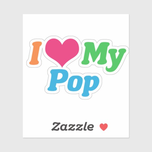 Sticker J'Aime Mon Pop (Feuille)