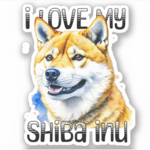 Sticker J'Aime Mon Shiba Inu   Propriétaire de chien
