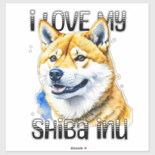 Sticker J'Aime Mon Shiba Inu   Propriétaire de chien