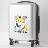 Sticker J'Aime Mon Shiba Inu | Propriétaire de chien (Sur valise)