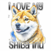 Sticker J'Aime Mon Shiba Inu | Propriétaire de chien (Devant)