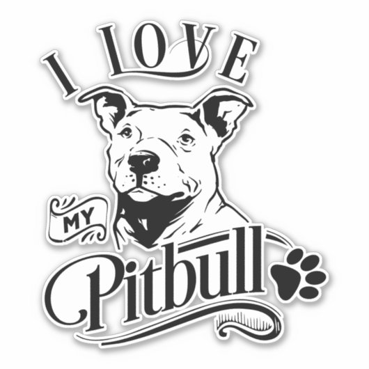 Sticker J'Aime Mon Vinyl Pitbull (Devant)