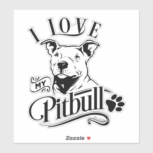 Sticker J'Aime Mon Vinyl Pitbull (Feuille)