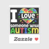 Sticker J'Aime Quelqu'Un Avec L'Autisme, Cadeau De Sensibi (Feuille)