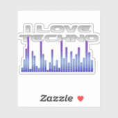 Sticker J'aime Techno (Feuille)