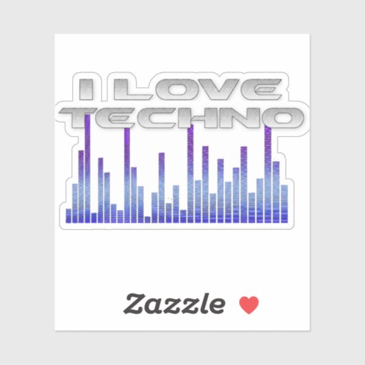 Sticker J'aime Techno (Feuille)