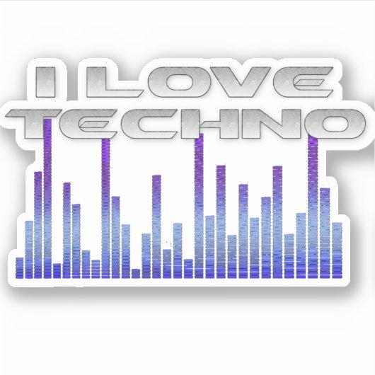Sticker J'aime Techno (Devant)