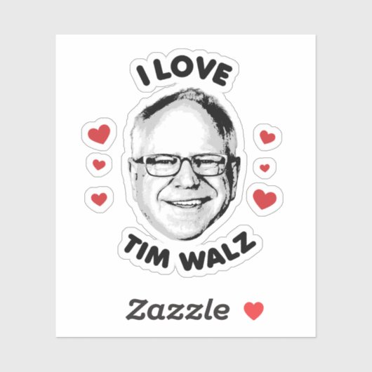Sticker J'aime Tim Walz (Feuille)