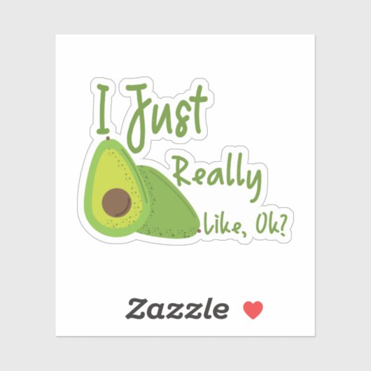 Sticker J'Aime Vraiment Avocado, Ok ? (Feuille)
