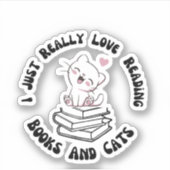 Sticker J'Aime Vraiment Lire Des Livres Et Des Chats (Devant)
