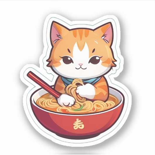 Sticker J'Aime Vraiment Ramen Cat (Devant)