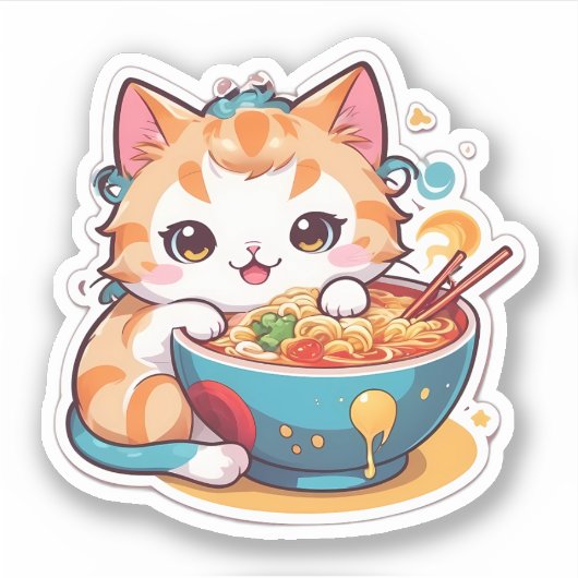 Sticker J'Aime Vraiment Ramen Kitten (Devant)
