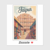 Sticker Jaipur Inde Hawa Mahal Illustration Art Voyage (Feuille)