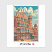 Sticker Jaipur Inde Illustration Voyage Art Vintage (Feuille)