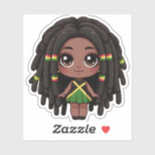 Sticker Jamaïcaine avec Dreadlocks (Feuille)