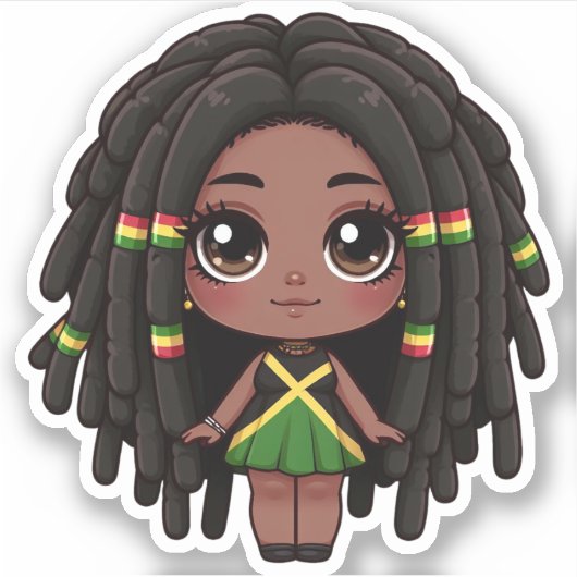 Sticker Jamaïcaine avec Dreadlocks (Devant)
