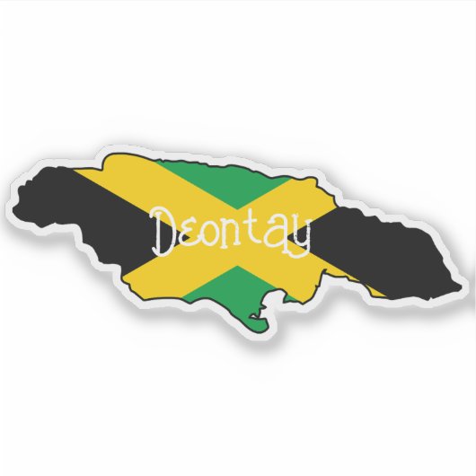 Sticker Jamaïque Forme de l'île Drapeau Nom personnalisé (Devant)