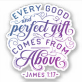 Sticker James 1:17 Chaque Aquarelle Cadeau Bon & Parfait (Devant)
