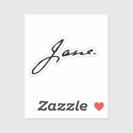 Sticker Jane comme dans Jane Austen, signature (Feuille)