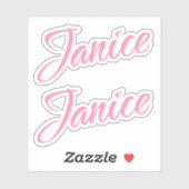 Sticker Janice Nom décoratif en rose x2 (Feuille)