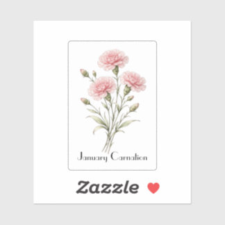 Sticker January Carnation Flowers 