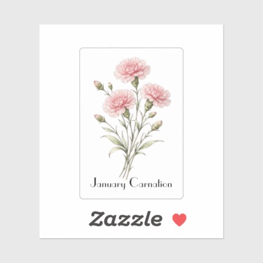 Sticker January Carnation Flowers  (Feuille)