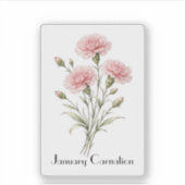 Sticker January Carnation Flowers  (Devant)