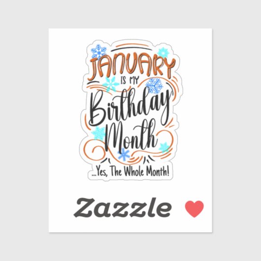 Sticker Janvier Anniversaire Mois, Tout Mois, Anniversaire (Feuille)